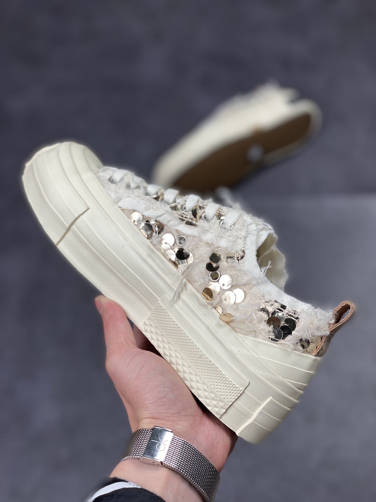 Wu Jianhao xVESSEL GOP Lows deconstructed overlapping thick-soled cork low-top all-match increased canvas vulcanized sneakers F23X01G