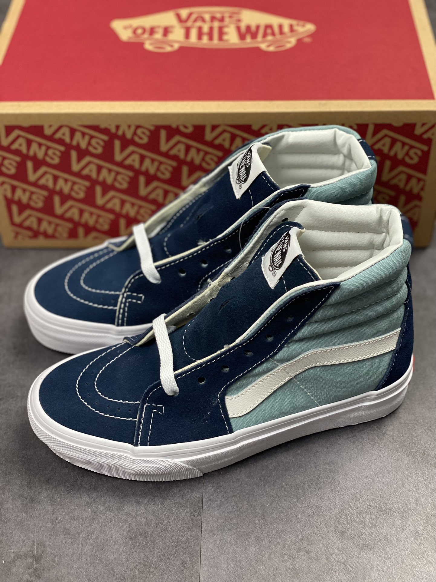 Vans SK8-Hi Vans Official Haze Blue Canvas High Top Vulcanized Casual Sneakers