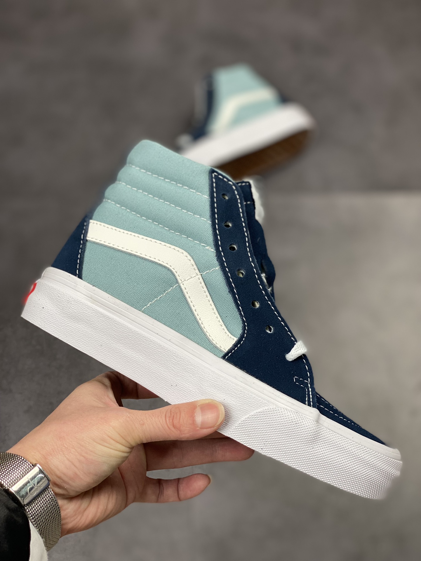 Vans SK8-Hi Vans Official Haze Blue Canvas High Top Vulcanized Casual Sneakers