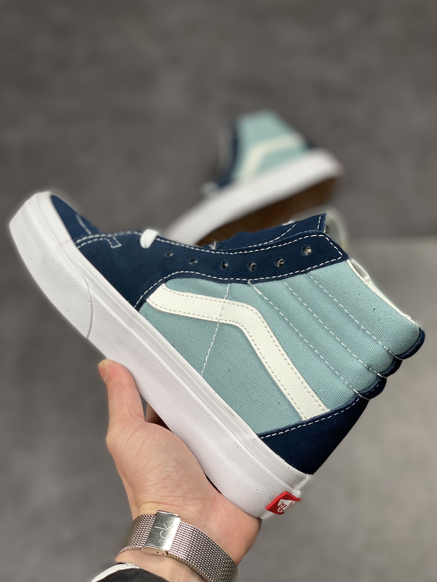 Vans SK8-Hi Vans Official Haze Blue Canvas High Top Vulcanized Casual Sneakers