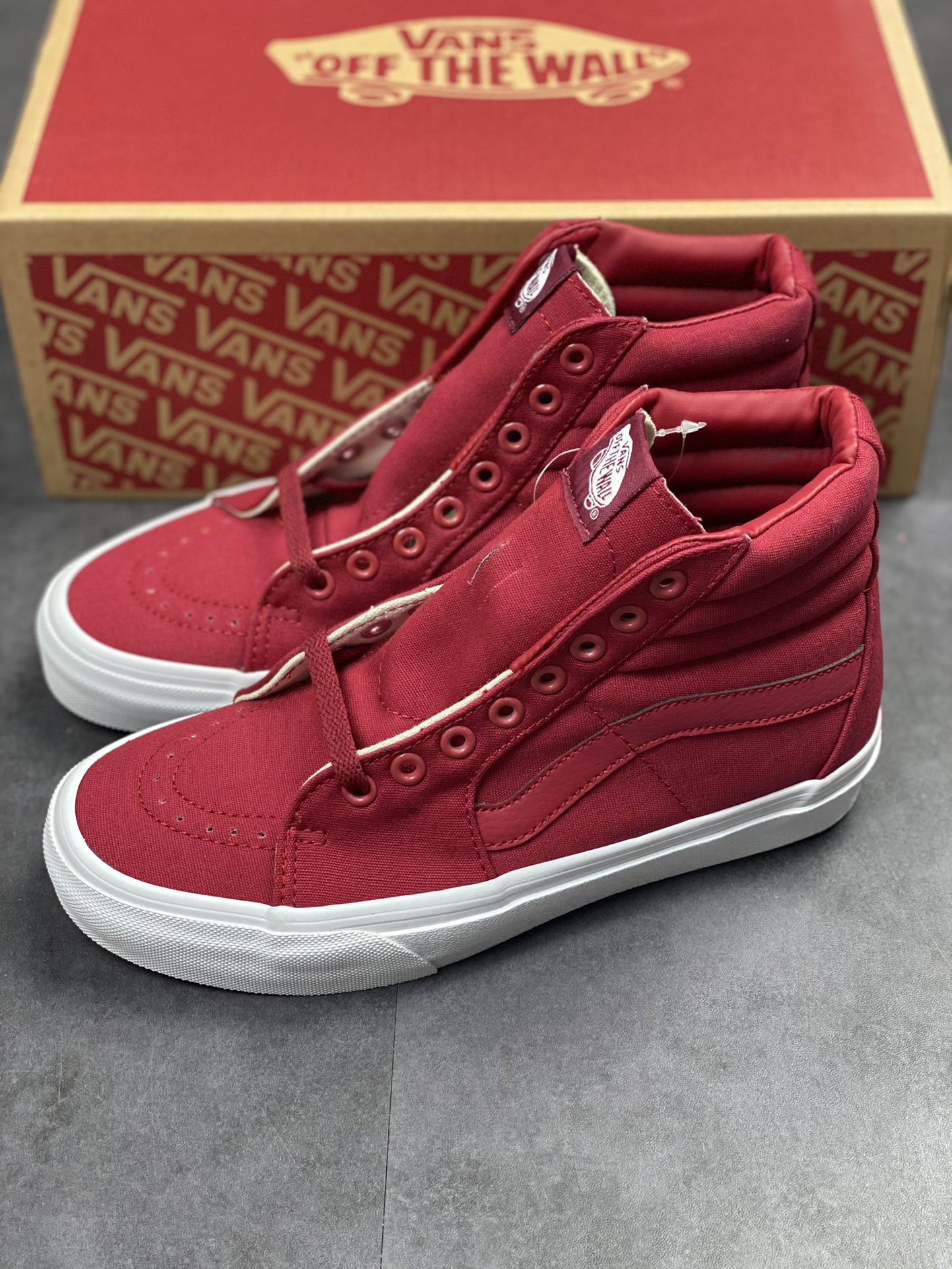 Vans SK8-Hi Vans official wine red canvas high-top vulcanized casual sneakers