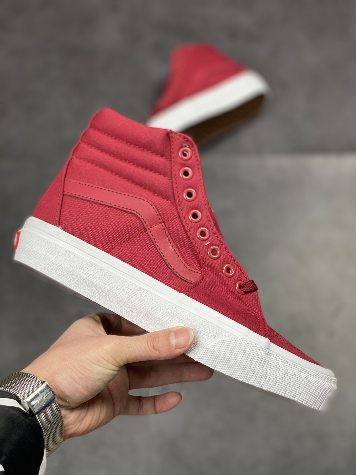 Vans SK8-Hi Vans official wine red canvas high-top vulcanized casual sneakers