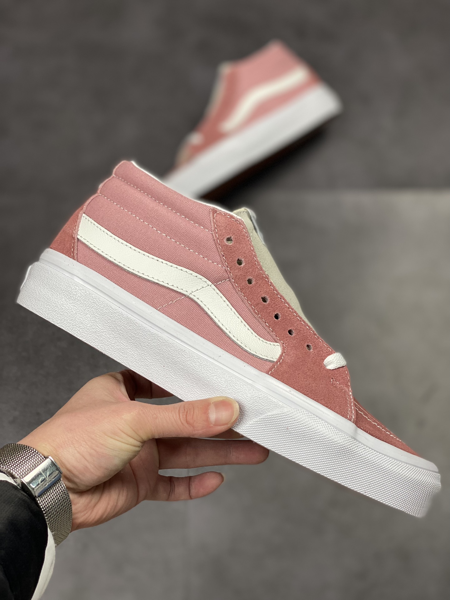 Vans Vans Sk8-Mid Cherry Blossom Pink Medium Help Retro Classic Men and Women Couples Casual Skateboard Shoes VN0A3WM360D