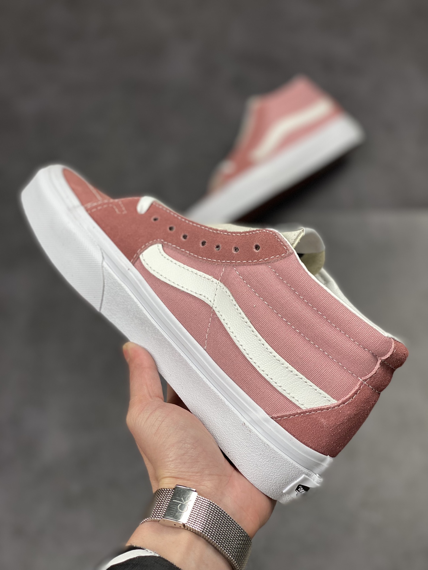 Vans Vans Sk8-Mid Cherry Blossom Pink Medium Help Retro Classic Men and Women Couples Casual Skateboard Shoes VN0A3WM360D