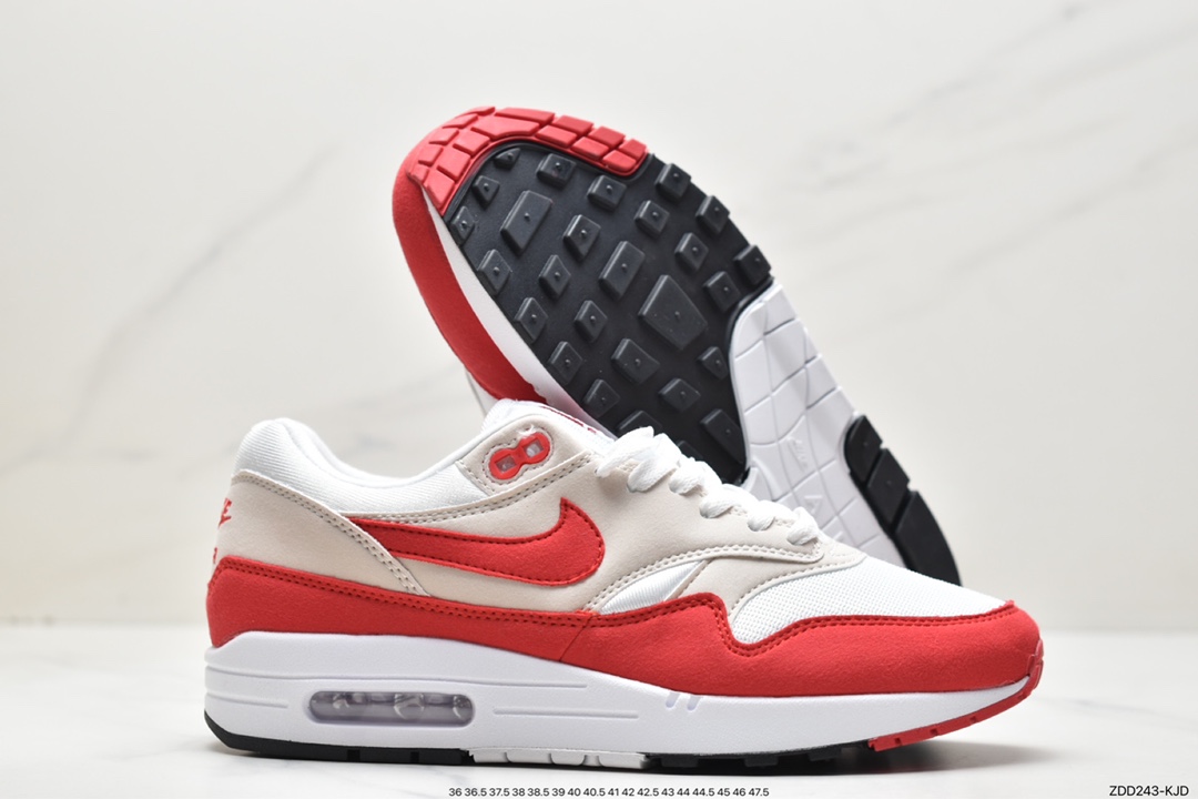 230 耐克Nike Air Max 1复古气垫百搭慢跑鞋“白红”908375-103