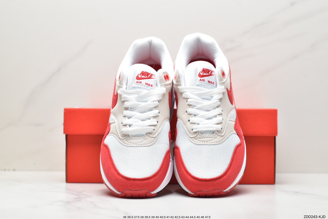 230 耐克Nike Air Max 1复古气垫百搭慢跑鞋“白红”908375-103