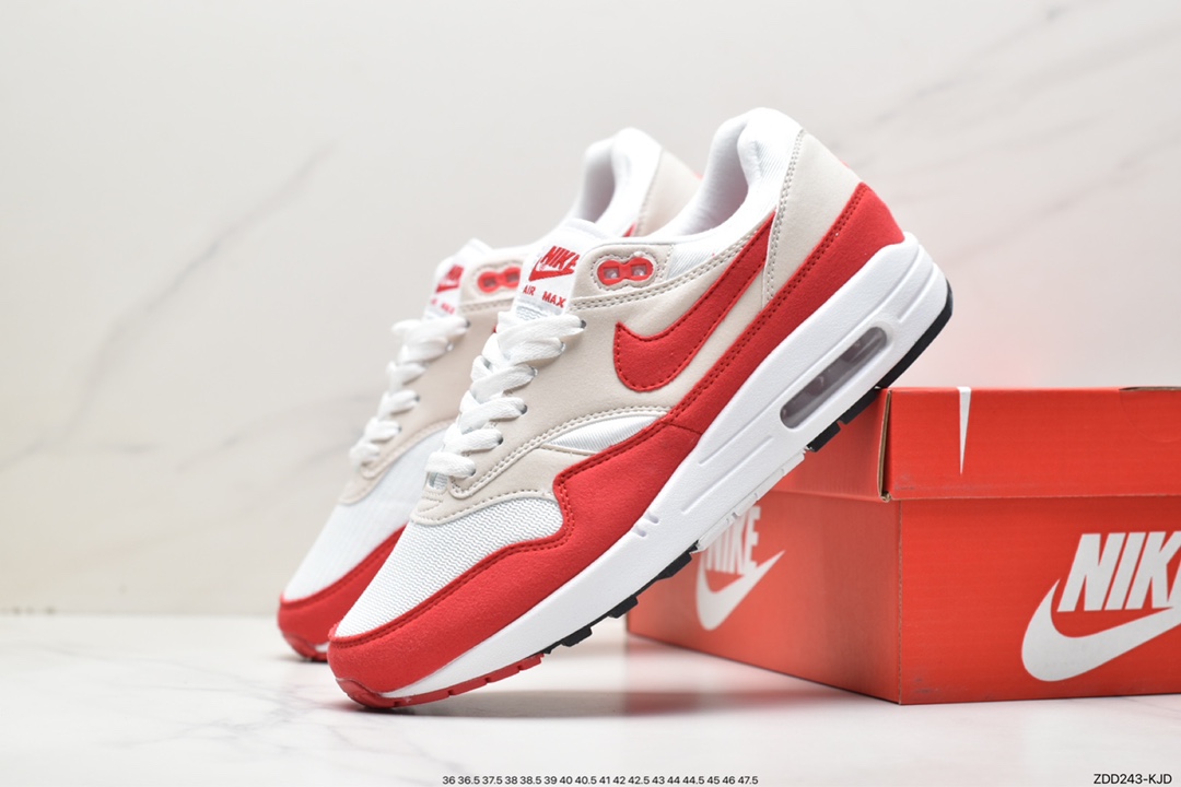 230 耐克Nike Air Max 1复古气垫百搭慢跑鞋“白红”908375-103