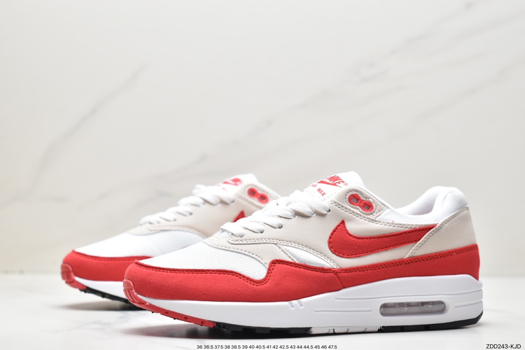 230 耐克Nike Air Max 1复古气垫百搭慢跑鞋“白红”908375-103