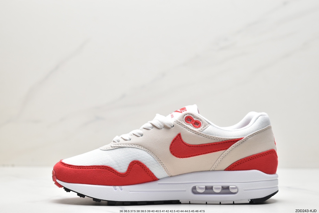 230 耐克Nike Air Max 1复古气垫百搭慢跑鞋“白红”908375-103