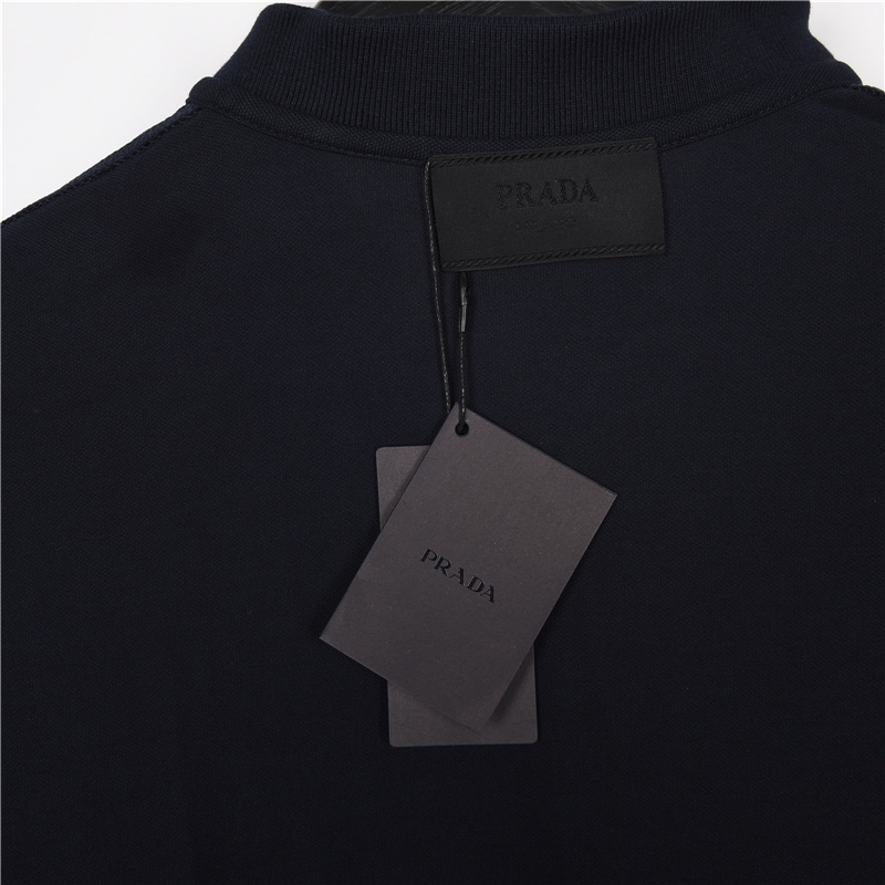 200 Prada/普拉达 23ss 硅胶饰条Polo短袖 藏蓝色