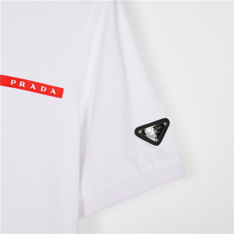 Prada/普拉达 24ss 硅胶饰条Polo短袖 胸前经典红色皮标字母logo