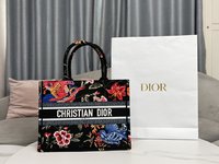 Dior Book Tote Tote Bags Black Embroidery Summer Collection