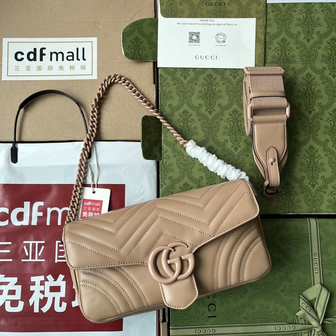 原厂皮配Cdfmall三亚免税店手提袋GGMarmont系列肩背包款号734814品牌创作总监从每一季的