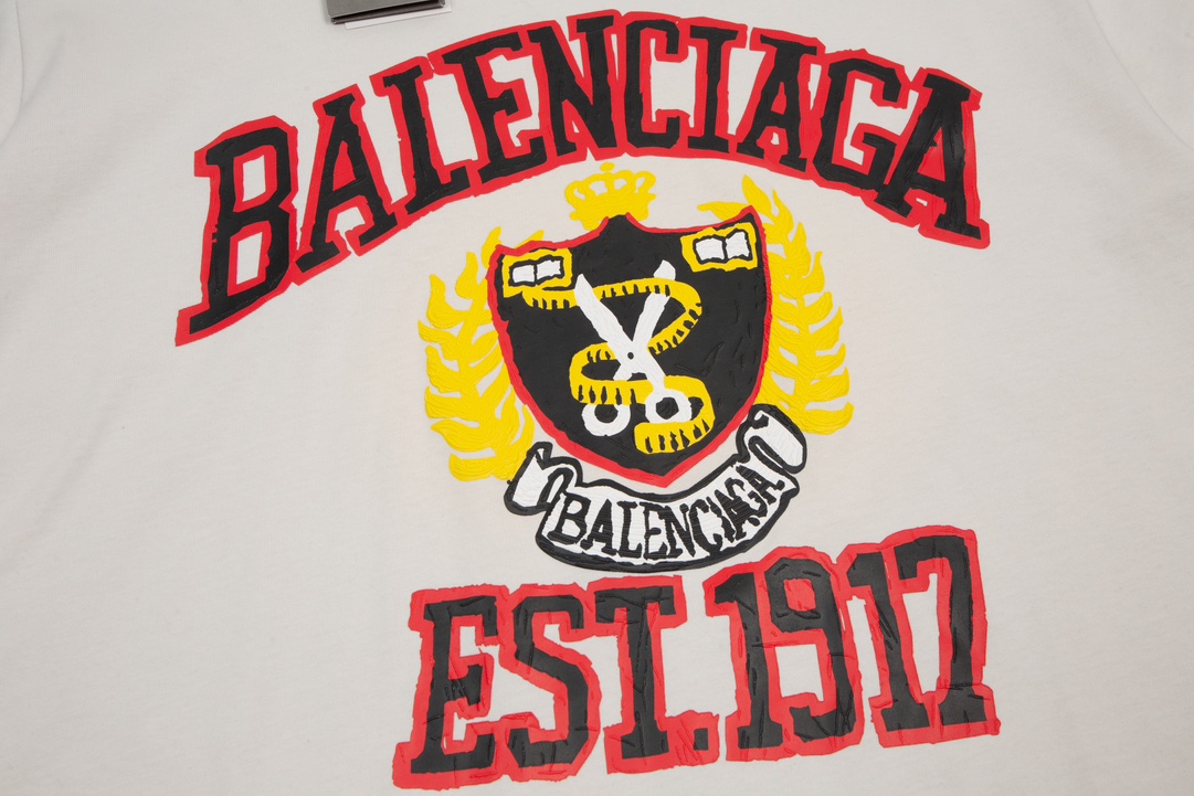 高品质 Balenciga/巴黎世家2023新款1917剪刀胸标LOGO T恤