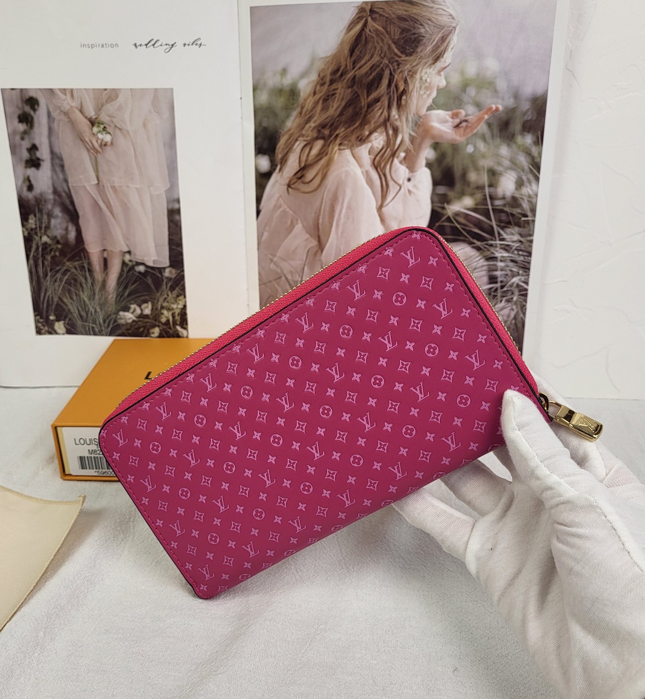 View of someone holding the elegant leather long zipper wallet