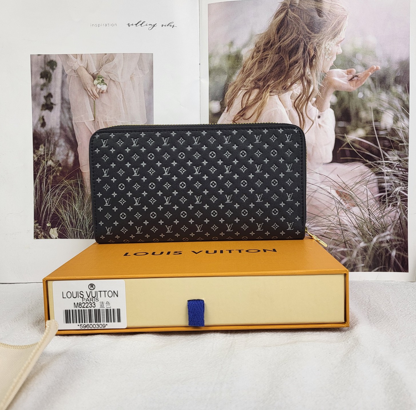 Inside of a luxury leather long zipper wallet