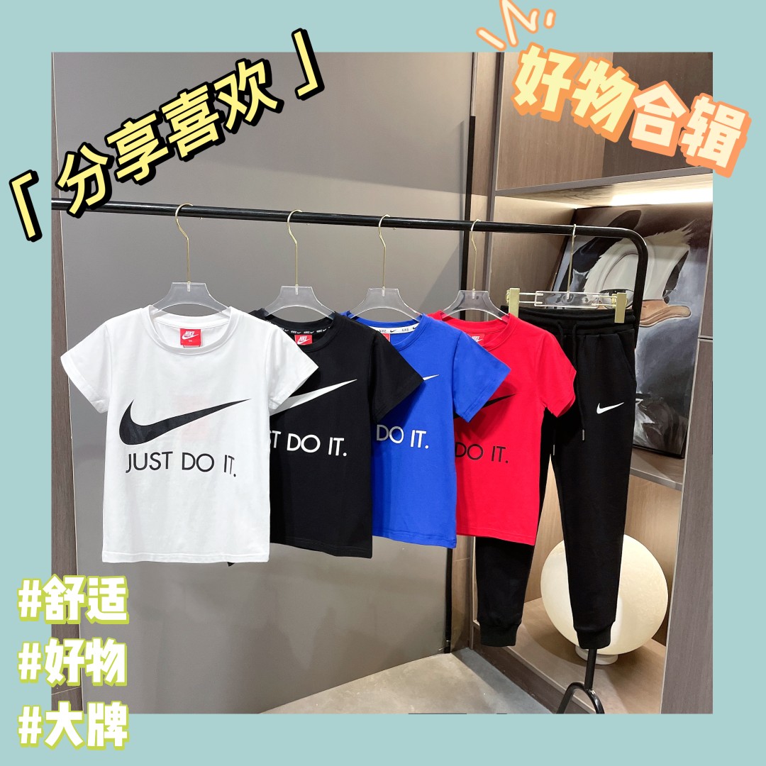 Nike Store
 Clothing Pants & Trousers T-Shirt Black Blue Red White Printing Kids Cotton Spring/Summer Collection Short Sleeve