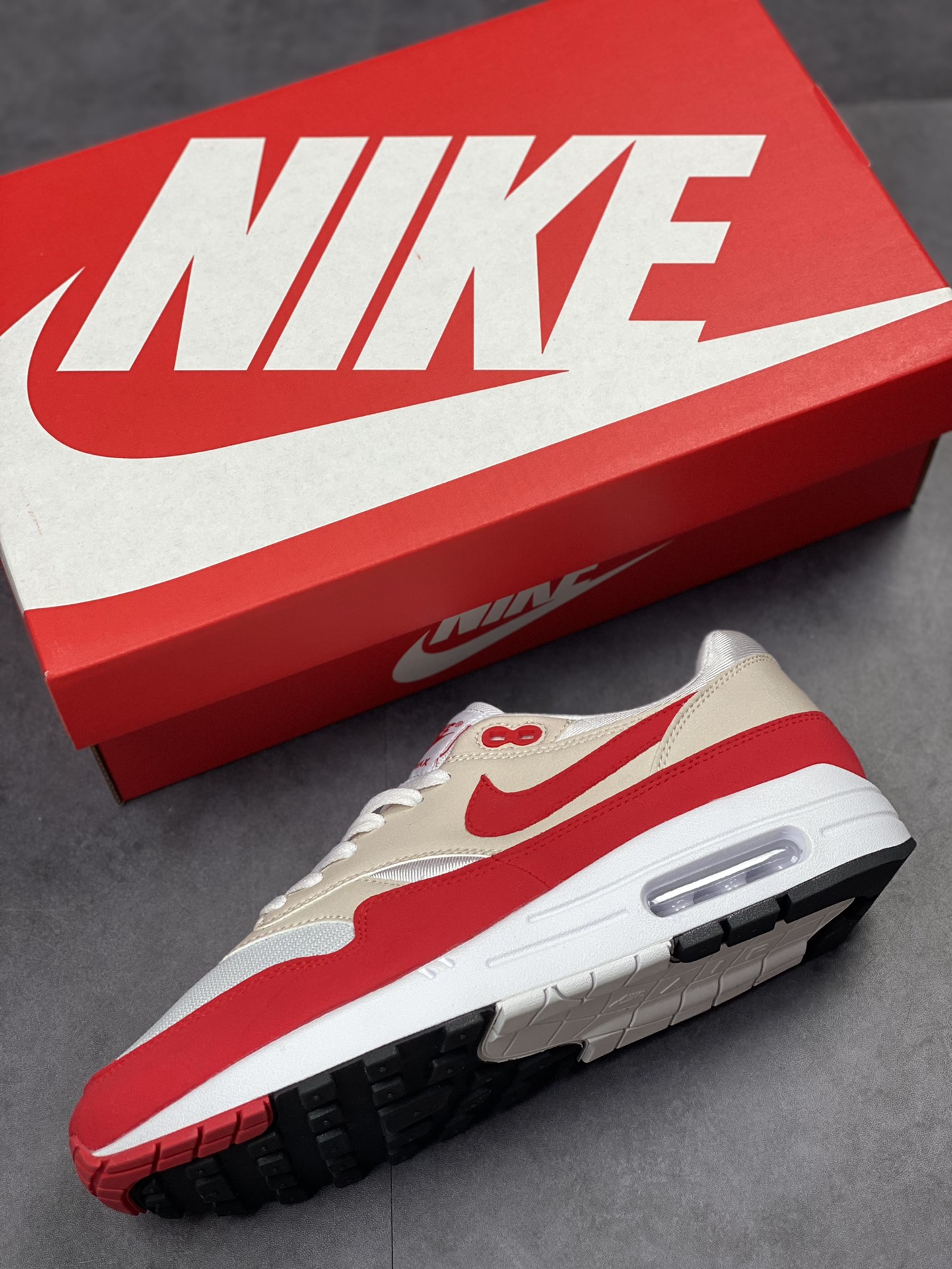 230 Nike Air Max 1 S 复刻白红 复古休闲跑步鞋908375-103
