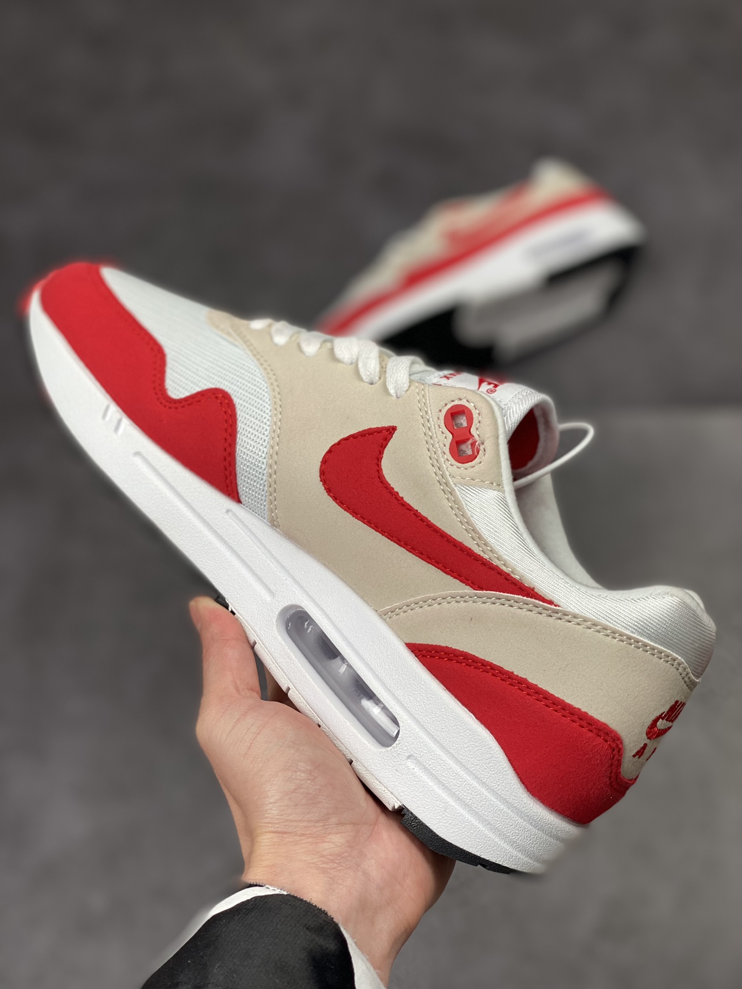 230 Nike Air Max 1 S 复刻白红 复古休闲跑步鞋908375-103