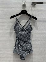 Dior Clothing Swimwear & Beachwear Tank Top Black White Printing Spandex Spring/Summer Collection Vintage