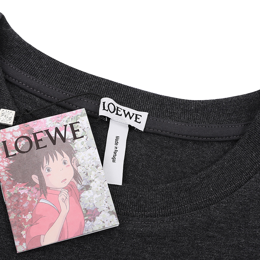 LOEWE /罗意威 刺绣LOGO花灰色情侣款短袖