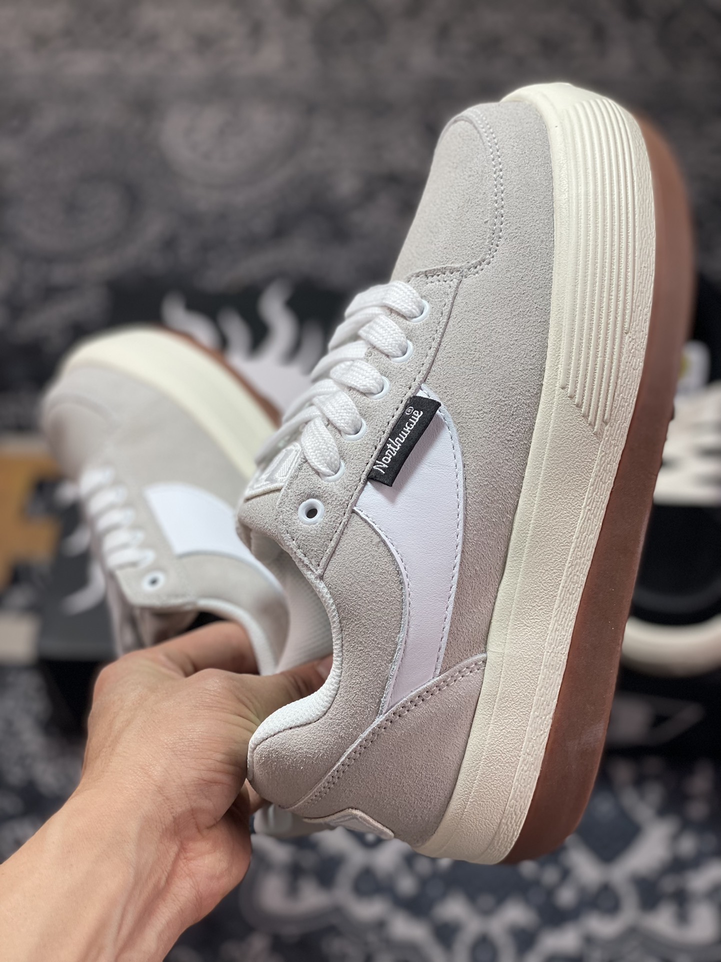 Original level Northwave Espresso Suede gray and white retro non-slip wear-resistant thick bottom bread shoes