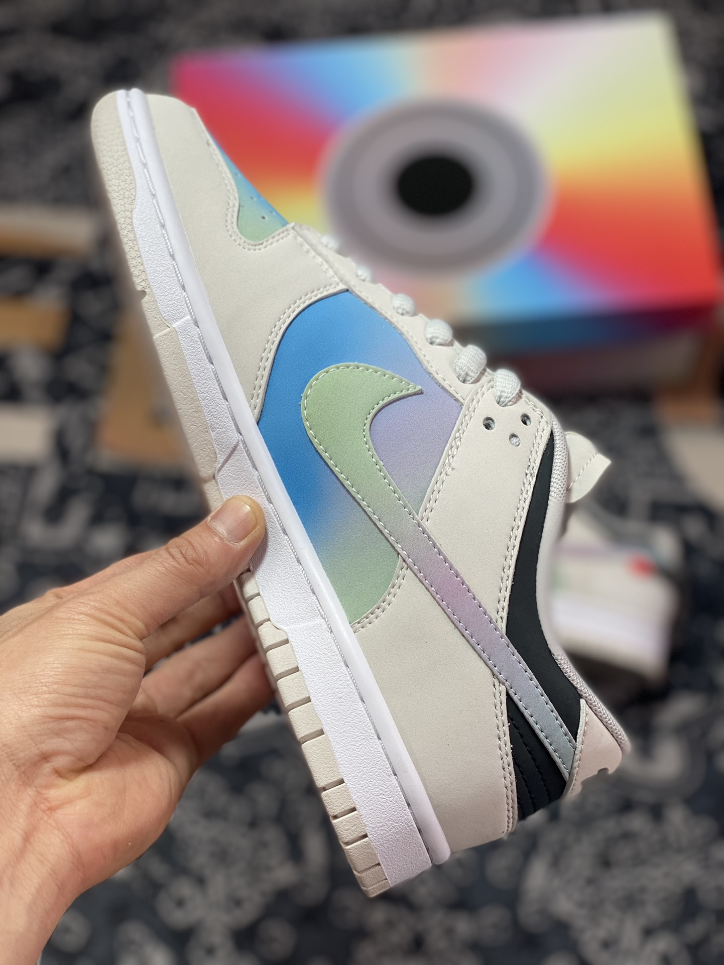 Nike SB Dunk Low Retro SP ”Yandhi” dunk series low top casual sports skateboard shoes ”leather gray white blue green purple gradient CD” RU2236-563-Top High Quatity Cheap Sneakers Fashion Clothing Clothes Bags handbags Shoes of all Brand wholesale With The best Quality And Beautiful Price from China Factory Chinese suppliers wholesaler seller Nike SB Dunk Low Retro SP ”Yandhi” dunk series low top casual sports skateboard shoes ”leather gray white blue green purple gradient CD” RU2236-563