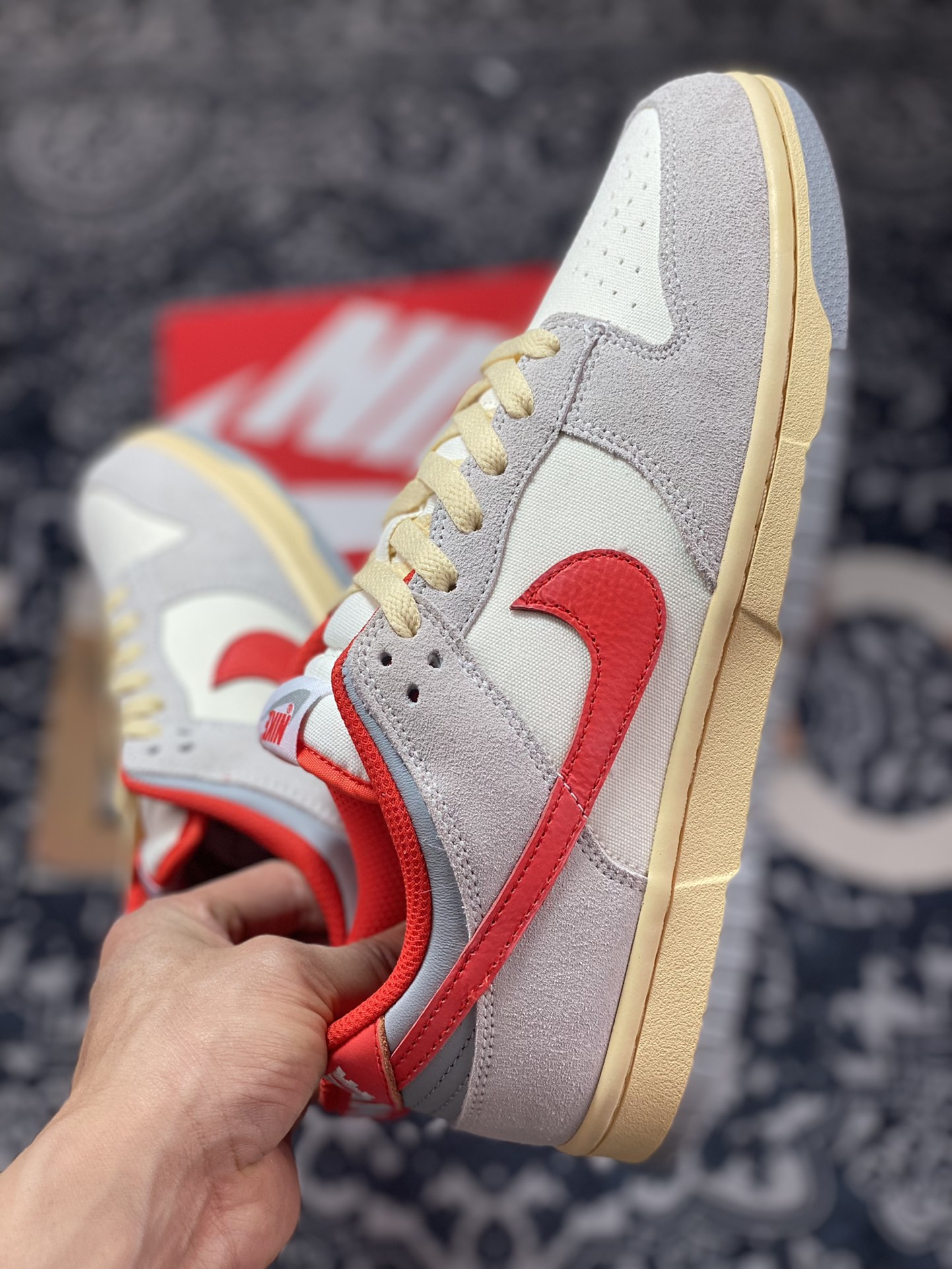 Nike SB Dunk Low 85 ”Athletic Department” dunk series low top casual sports skateboard shoes ”light gray white red oxidation” FJ5429-133