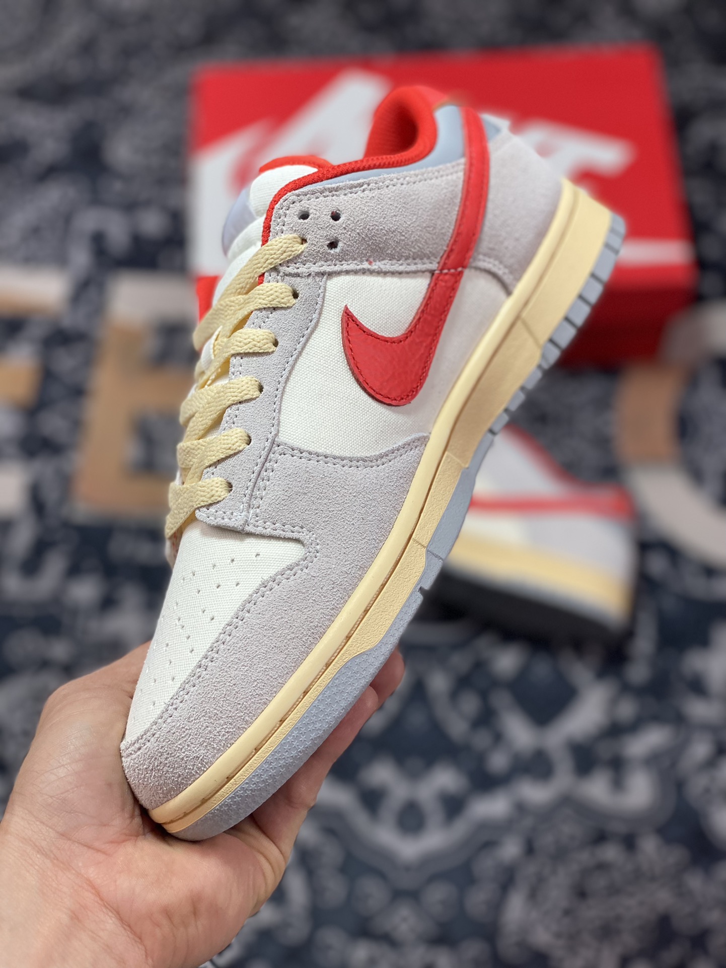 Nike SB Dunk Low 85 ”Athletic Department” dunk series low top casual sports skateboard shoes ”light gray white red oxidation” FJ5429-133