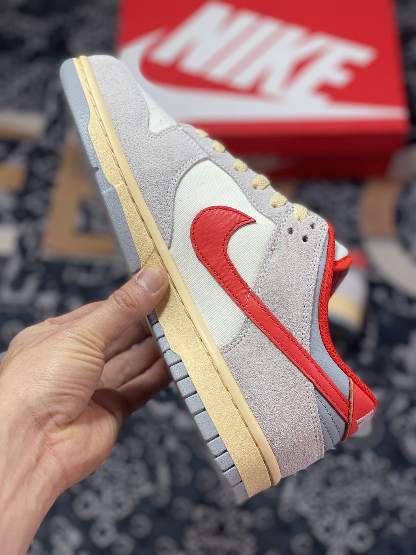 Nike SB Dunk Low 85 ”Athletic Department” dunk series low top casual sports skateboard shoes ”light gray white red oxidation” FJ5429-133