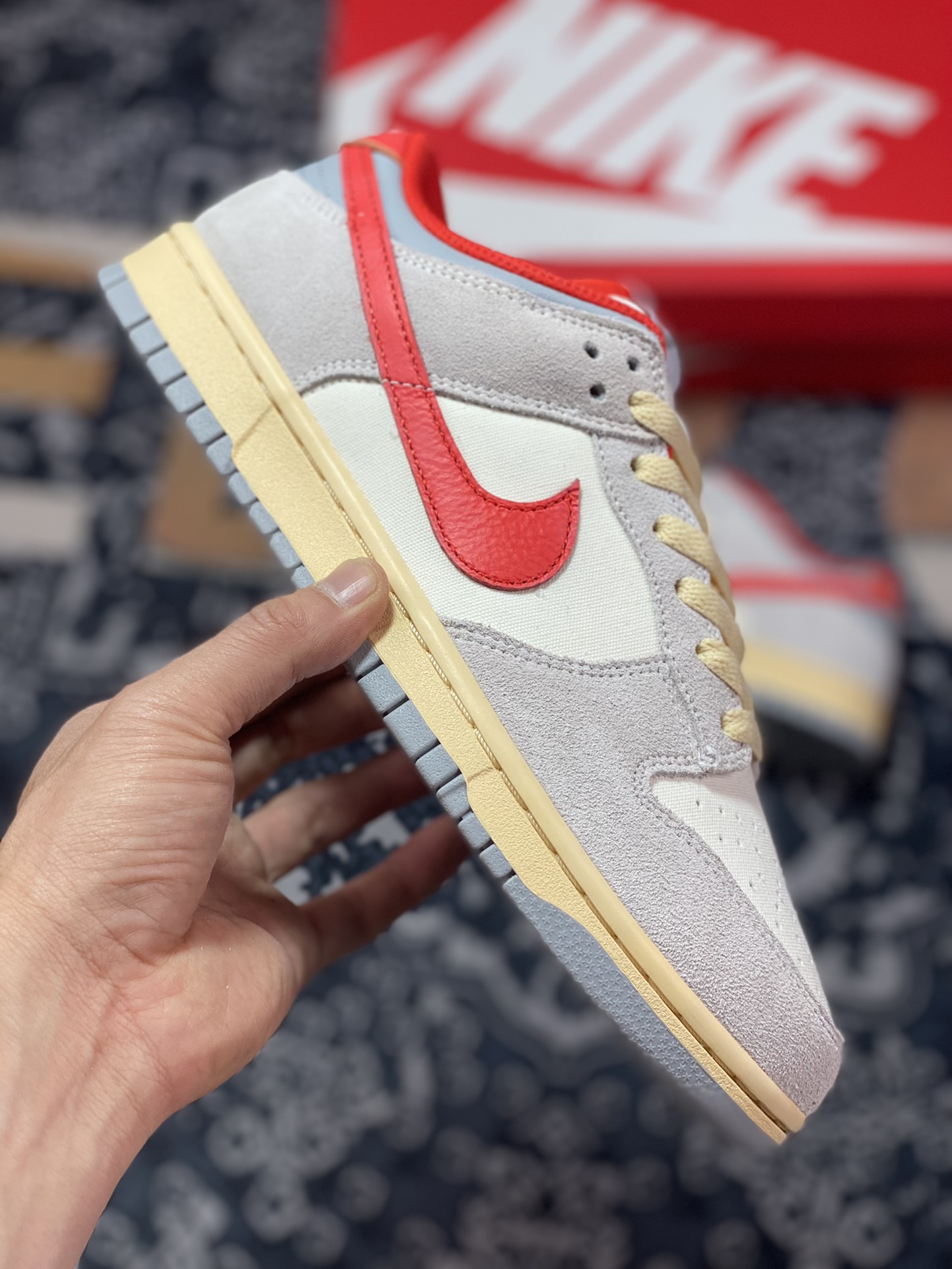 Nike SB Dunk Low 85 ”Athletic Department” dunk series low top casual sports skateboard shoes ”light gray white red oxidation” FJ5429-133