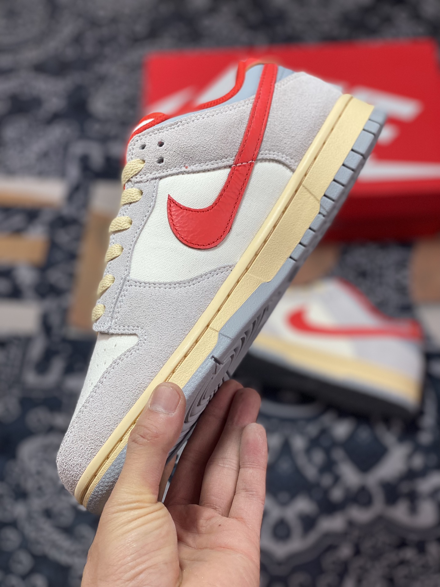 Nike SB Dunk Low 85 ”Athletic Department” dunk series low top casual sports skateboard shoes ”light gray white red oxidation” FJ5429-133