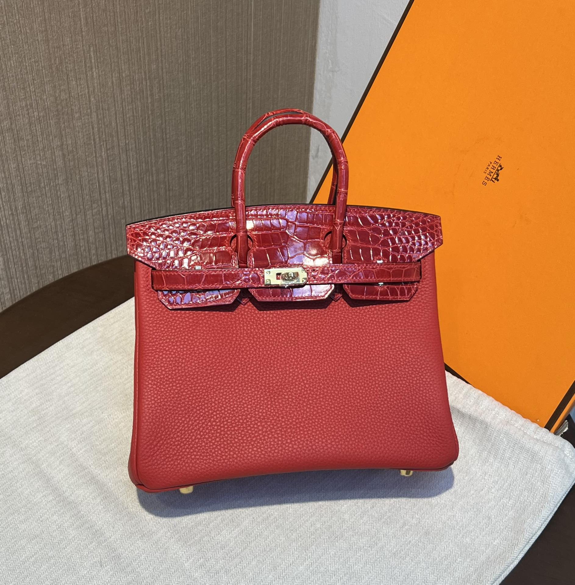 Hermes Birkin Bags Handbags Red Sewing Gold Hardware