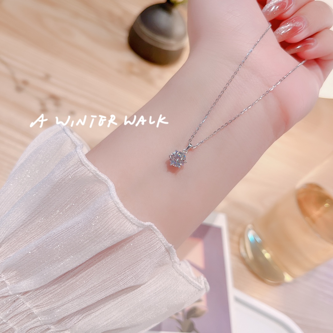 Nickel Free Silver Moissanite Necklace Intellectual Annual Party Gold