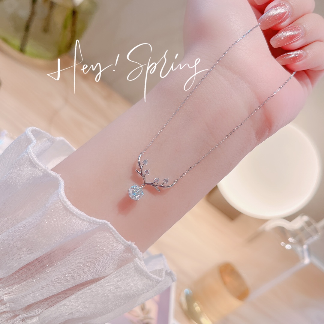 Allergiearmes Silber Moissanit Kette Elegant Arbeitsplatz Silber