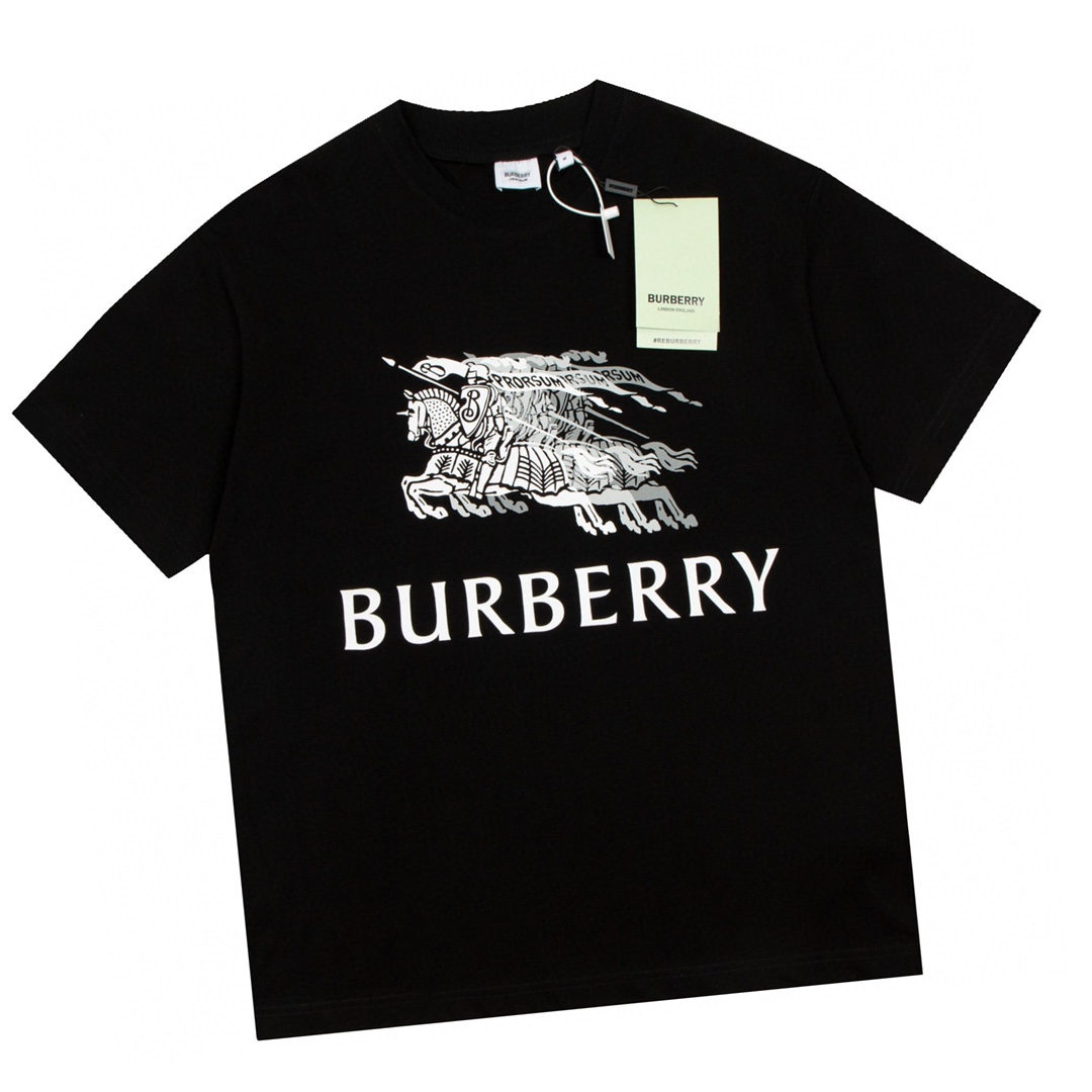 巴宝莉/Burberry 夏季新款 重影战马圆领短袖T恤