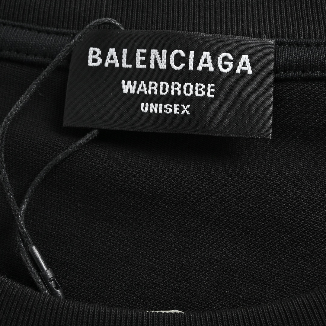 150 Balenciaga/巴黎世家 23ss 刺绣可乐压胶胶条短袖