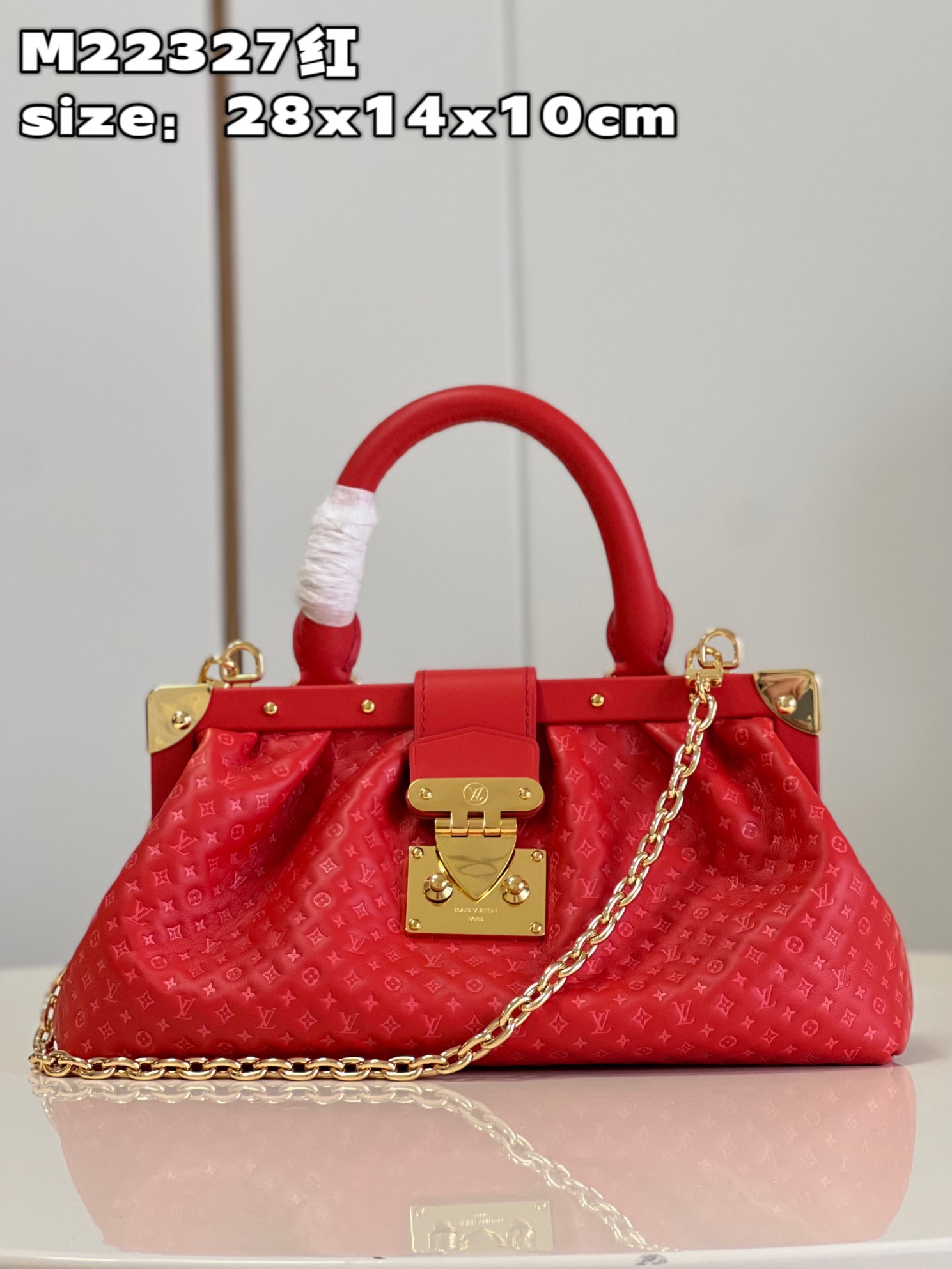 Louis Vuitton LV Monogram Clutch Handbags Clutches & Pouch Bags Red Printing Cowhide M22327