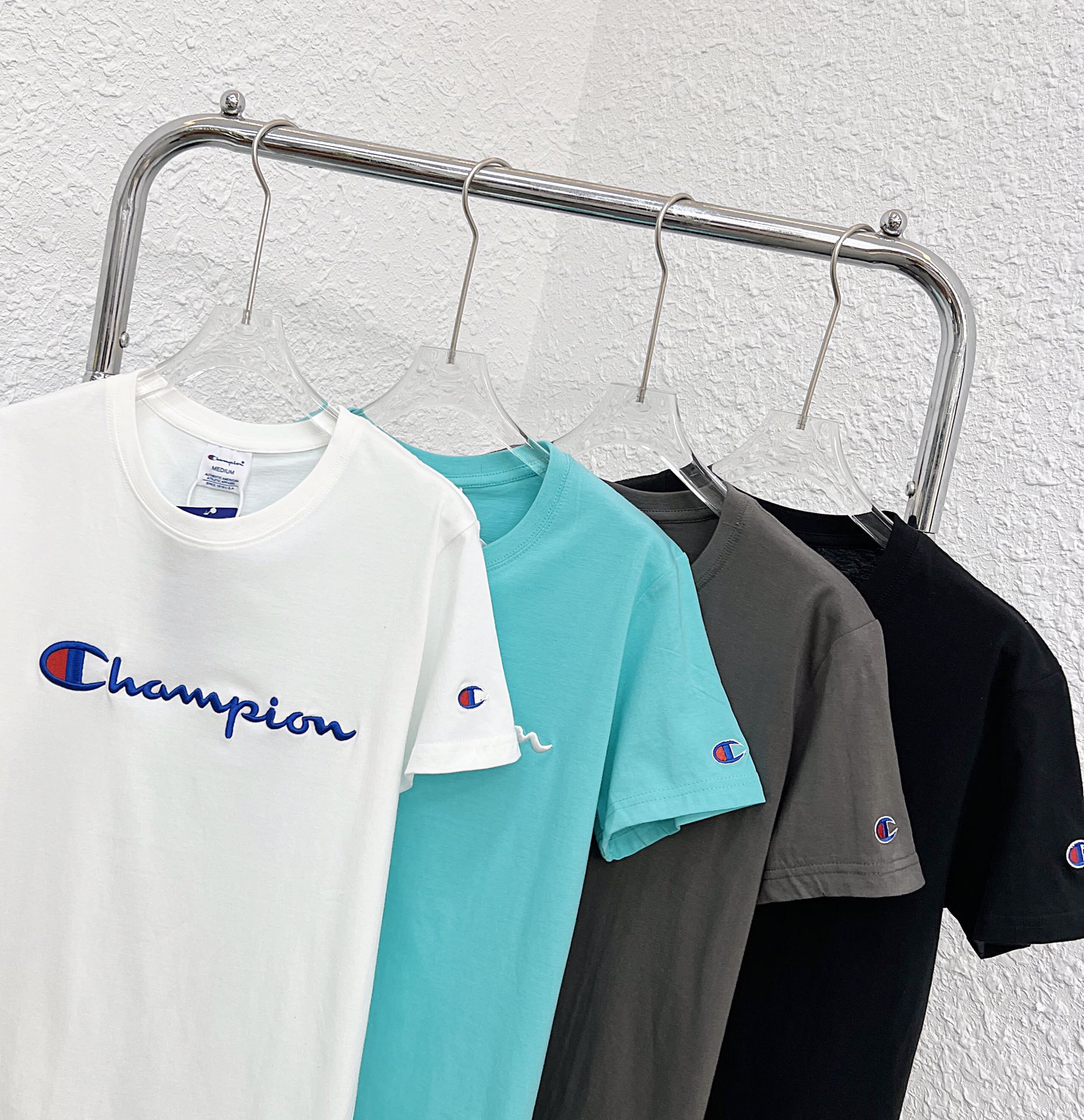 Champion AAA
 Clothing T-Shirt 2023 AAA Replica Customize
 Black Green Grey White Embroidery Unisex Combed Cotton Vintage Chains