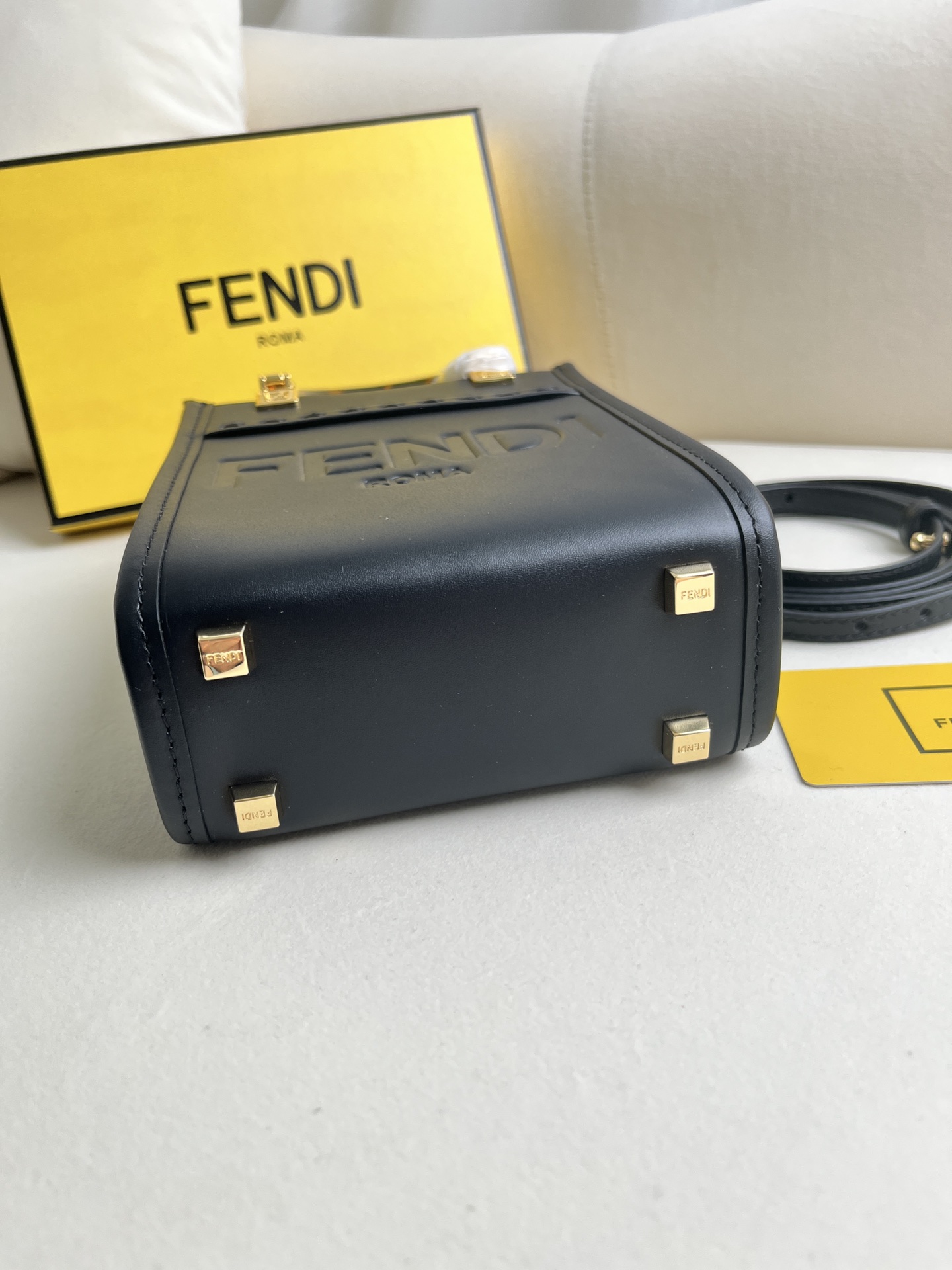 Fendi Sunshine Mini Tote Bag - Black Leather with Tortoiseshell Handles 3 i1681223410 1005 1