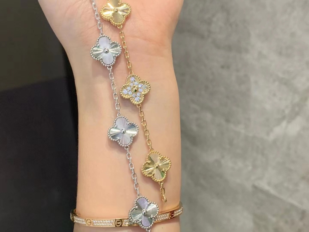 Van Cleef & Arpels Vca白金镭射五花