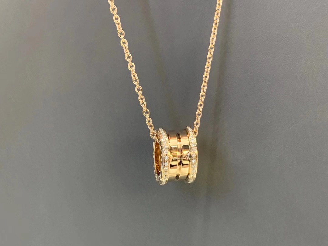 Bvlgari 宝格丽 18k金 两边钻弹簧项链