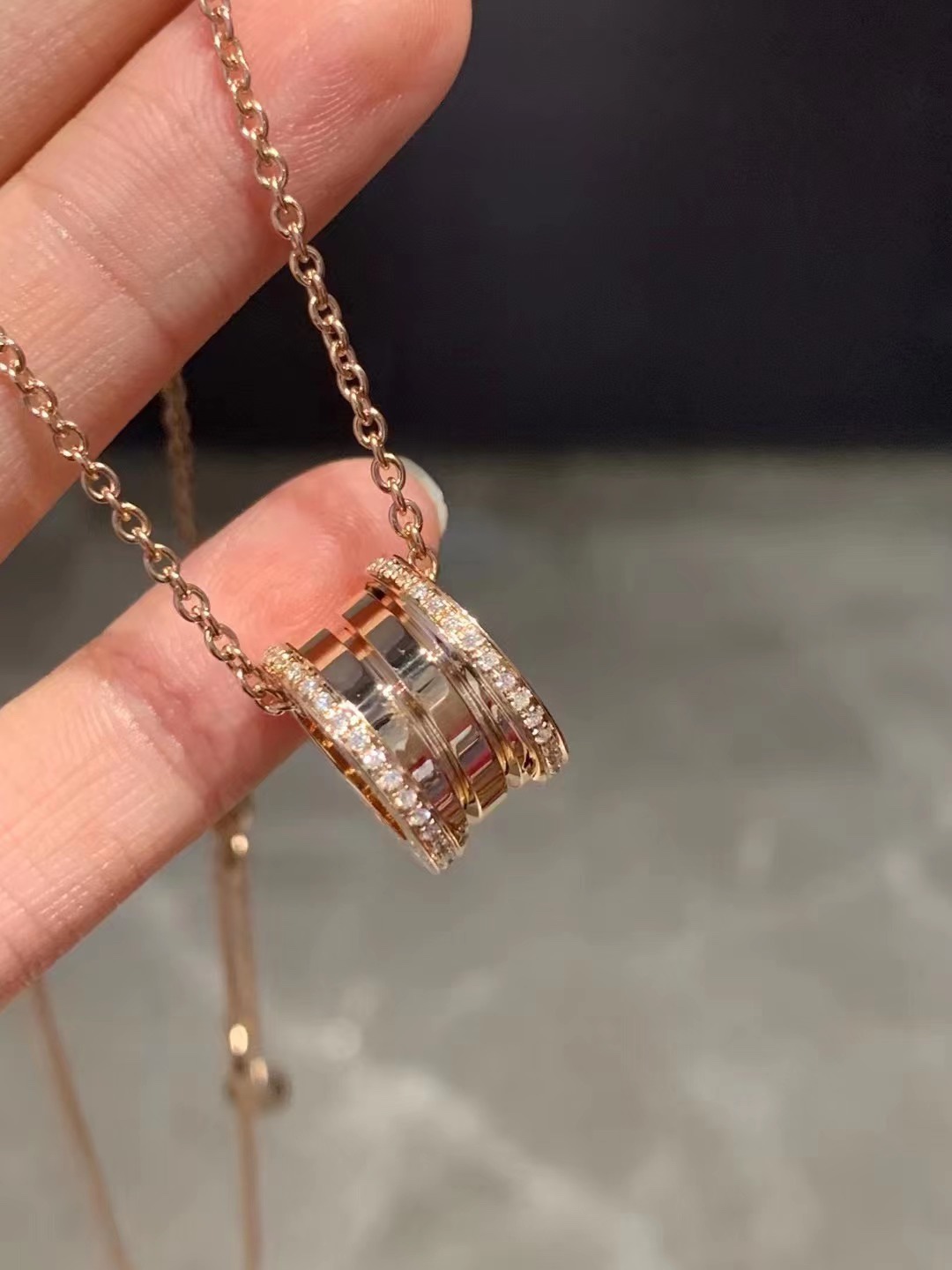 Bvlgari 宝格丽 18k金 两边钻弹簧项链