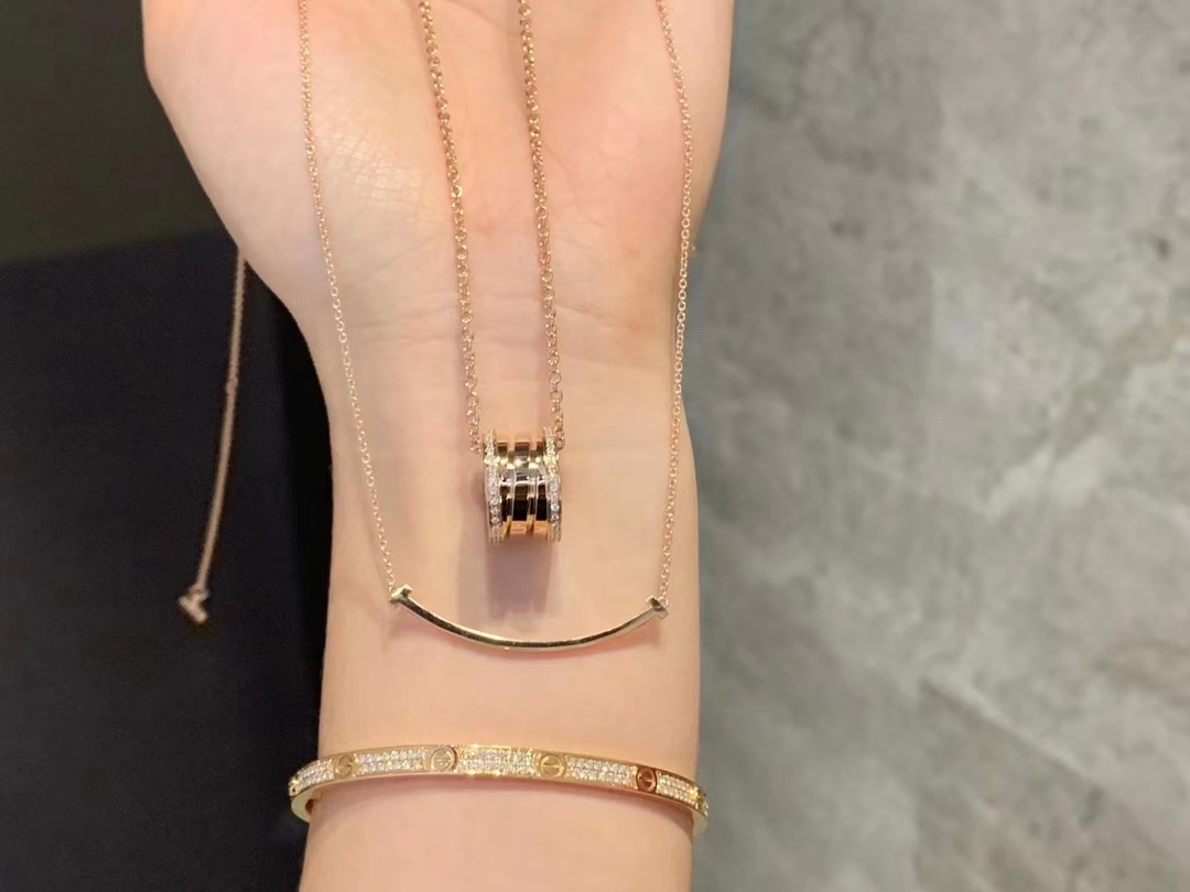 Bvlgari 宝格丽 18k金 两边钻弹簧项链