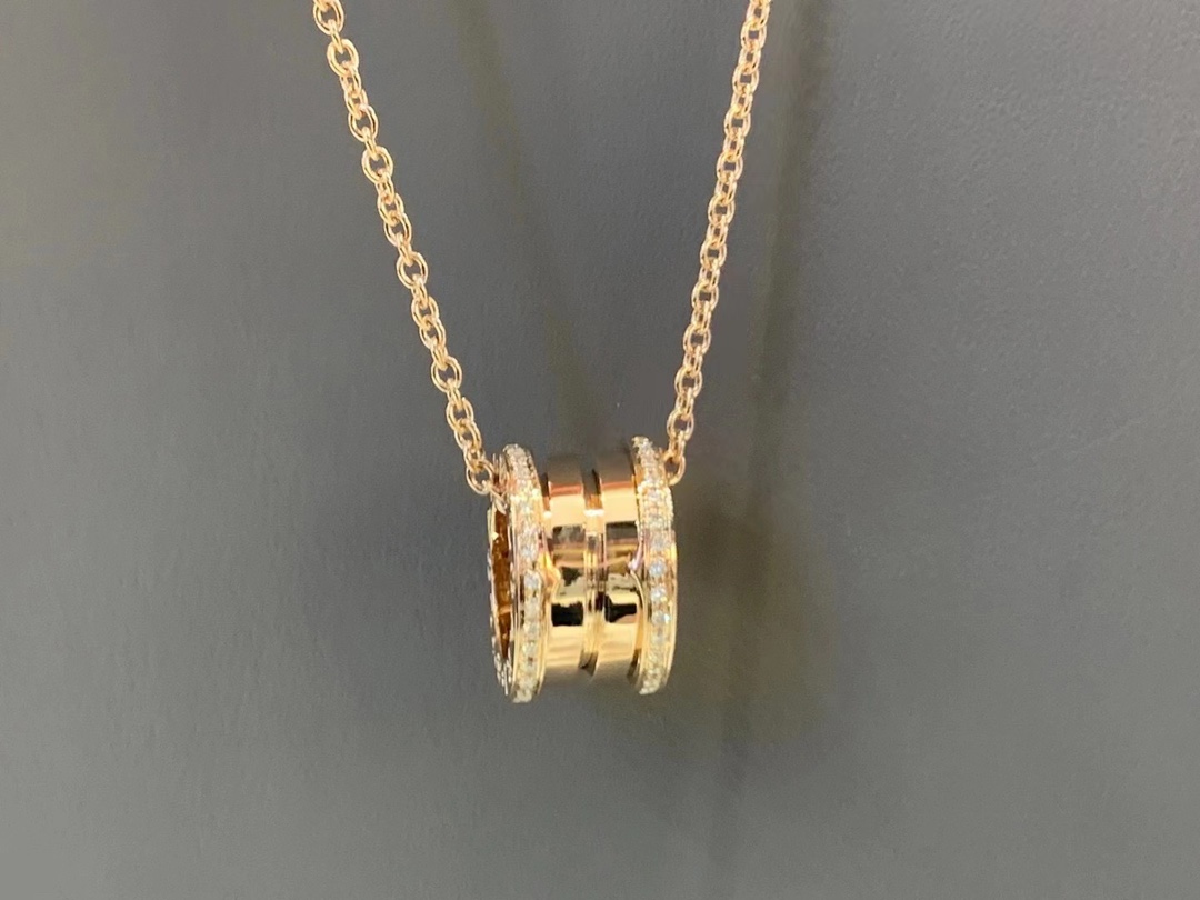 Bvlgari 宝格丽 18k金 两边钻弹簧项链