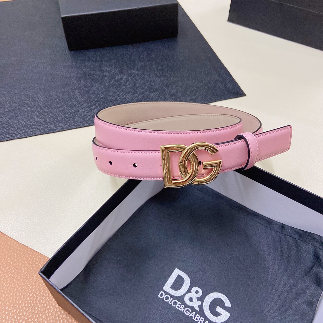 D&G杜嘉班纳双面小牛皮腰带缀以电镀