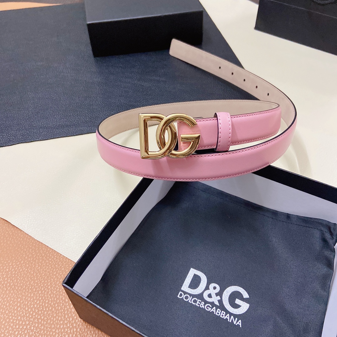D&G杜嘉班纳双面小牛皮腰带缀以电镀
