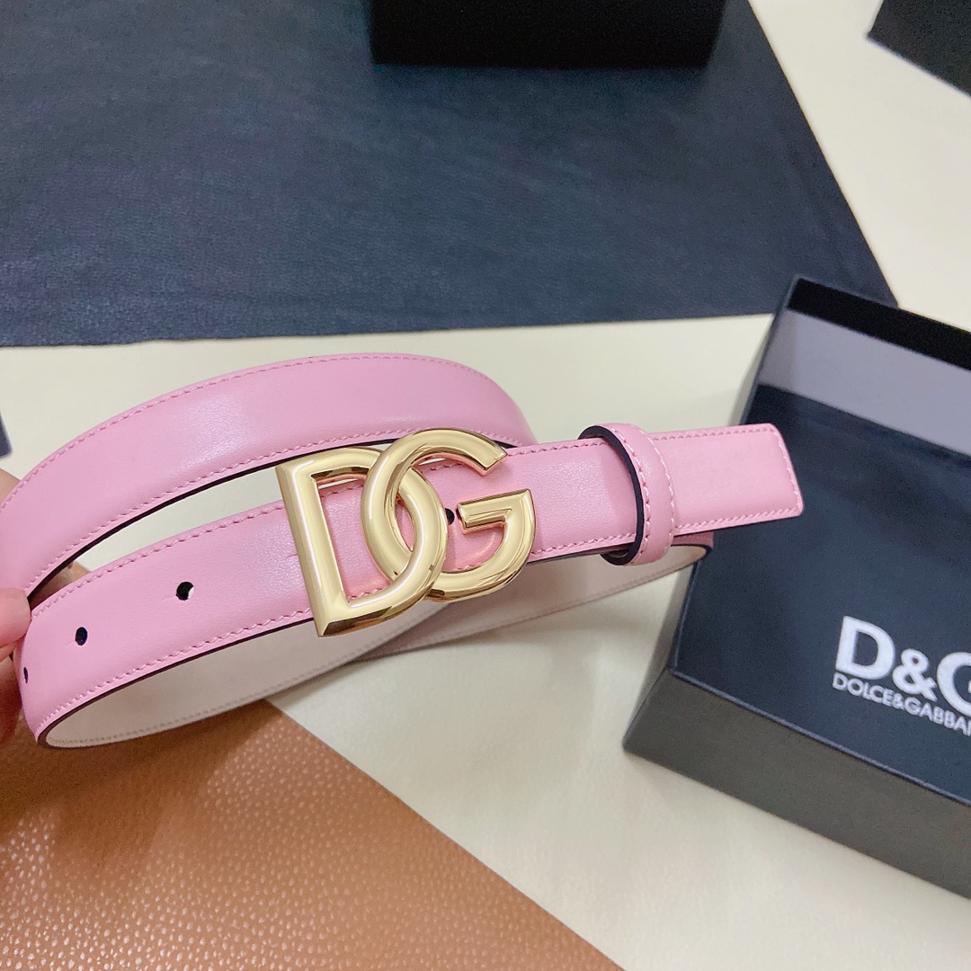 D&G杜嘉班纳双面小牛皮腰带缀以电镀
