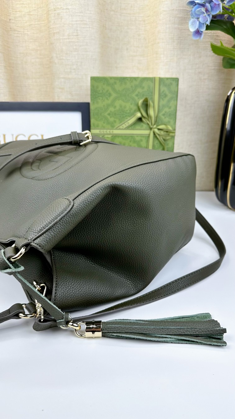 410 G家 经典款式 手提斜挎バッグ 墨绿色 35x29x16cm