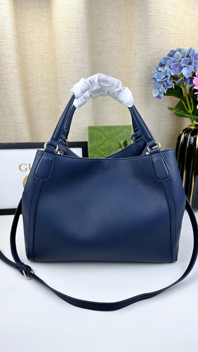 G家 经典款式手提斜挎两用手袋 深蓝色 休闲时尚